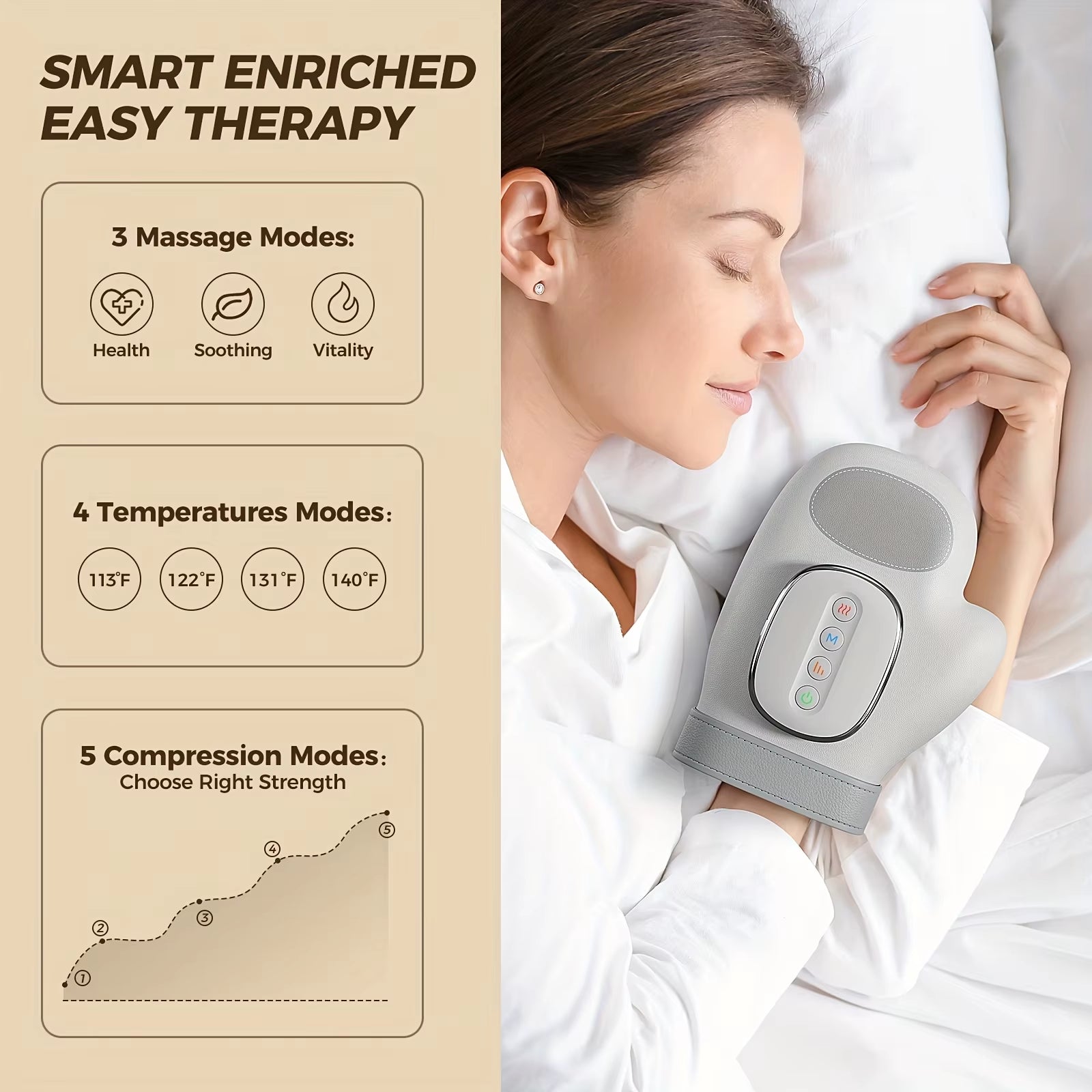 Electric Hand Massager, Cordless Heating and Compression of Arthritis Carpal Tunnel, Relieves Hand Fatigue, Holiday Gift for Wom